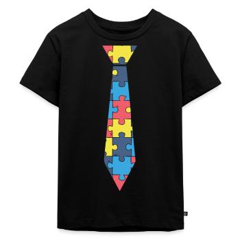Puzzle Krawatte. - Kinder Premium Bio T-Shirt - Schwarz - Vorne - Mikhail (115cm)