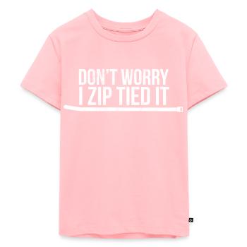 Mach dir keine Sorgen, ich binde es mit einem Reißverschluss - Kinder Premium Bio T-Shirt - Rosa - Vorne - AI Model Kid Female (0cm)