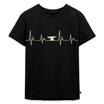 Lustiger Schmiedeamboss-Herzschlag-Schmied - Kinder Premium Bio T-Shirt - Schwarz - Vorne - Mikhail (115cm)