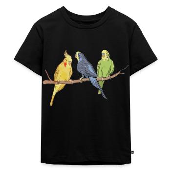 Perruche et cockatiel - T-shirt Premium bio Enfant - noir - Devant - Mikhail (115cm)