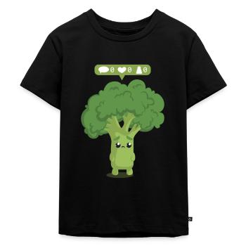 Brokkoli in Social Media - Kinder Premium Bio T-Shirt - Schwarz - Vorne - Mikhail (115cm)