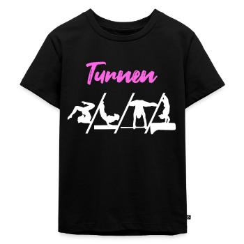 Turnen Sport Sprung Turner - Kinder Premium Bio T-Shirt - Schwarz - Vorne - Mikhail (115cm)