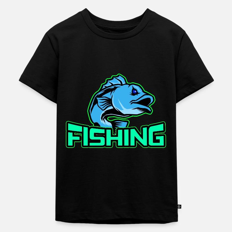 Poisson de pêche poisson bleu - T-shirt Premium bio Enfant - noir