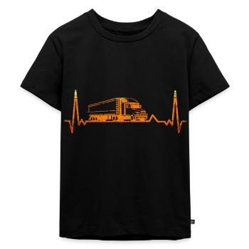 LKW Herzschlag - Kinder Premium Bio T-Shirt - Schwarz - Vorne - Mikhail (115cm)