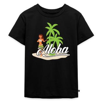 ALOHA HULA GIRL TROPICAL ICELAND - Kids Premium Organic T-Shirt - black - Front - Mikhail (115cm)