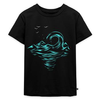 Wave - Kids Premium Organic T-Shirt - black - Front - Mikhail (115cm)