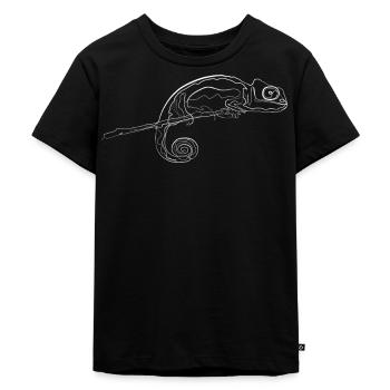Chamäleon Tiermotiv - Kinder Premium Bio T-Shirt - Schwarz - Vorne - Mikhail (115cm)