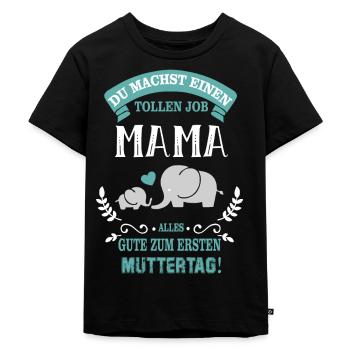 Muttertag Elefant - Kinder Premium Bio T-Shirt - Schwarz - Vorne - Mikhail (115cm)