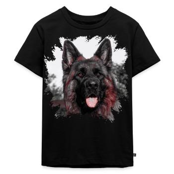 Schäferhund - Kinder Premium Bio T-Shirt - Schwarz - Vorne - Mikhail (115cm)