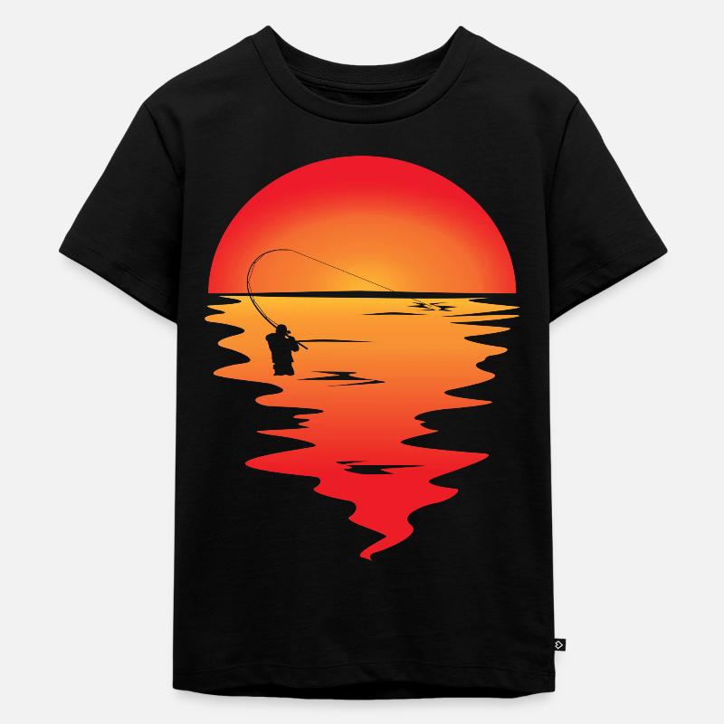 Pêcheur au coucher du soleil - T-shirt Premium bio Enfant - noir