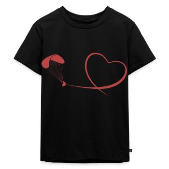 Paragliding Liebe - Kinder Premium Bio T-Shirt - Schwarz - Vorne - Mikhail (115cm)
