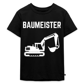 Baumeister Baggerfahrer Bagger - Kinder Premium Bio T-Shirt - Schwarz - Vorne - Mikhail (115cm)
