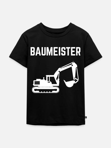 Baumeister Baggerfahrer Bagger - Kinder Premium Bio T-Shirt - Schwarz