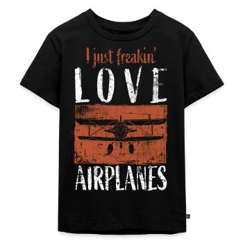 Airplane - Kids Premium Organic T-Shirt - black - Front - Mikhail (115cm)