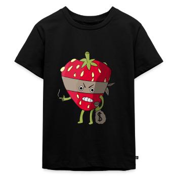 Erdbeere - Kinder Premium Bio T-Shirt - Schwarz - Vorne - Mikhail (115cm)