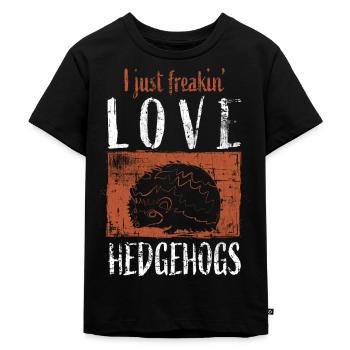 Igel - Kinder Premium Bio T-Shirt - Schwarz - Vorne - Mikhail (115cm)