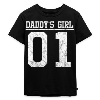 Daddys Girl 01 - Kinder Premium Bio T-Shirt - Schwarz - Vorne - Mikhail (115cm)