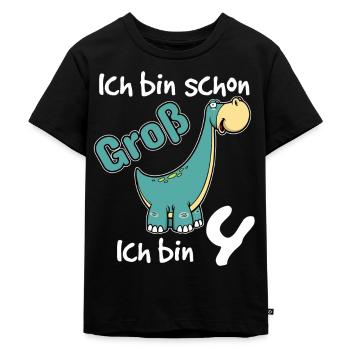 Kinder 4. Geburtstag Shirt Dino Jungen 4 Jahre - Kinder Premium Bio T-Shirt - Schwarz - Vorne - Mikhail (115cm)