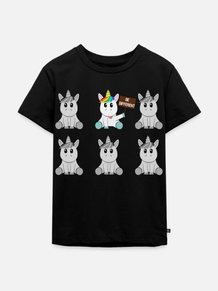 Einhorn - be different - Kinder Premium Bio T-Shirt - Schwarz