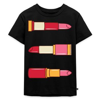 Lippenstift Schminke Schönheit Frau Damen Geschenk - Kinder Premium Bio T-Shirt - Schwarz - Vorne - Mikhail (115cm)