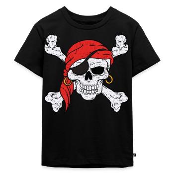 Skelett Dabbing Knochen Pirat Piraten Geschenk - Kinder Premium Bio T-Shirt - Schwarz - Vorne - Mikhail (115cm)