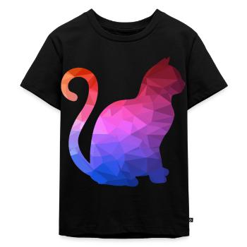 Geometrisches Tier Geometric Animal Katze - Kinder Premium Bio T-Shirt - Schwarz - Vorne - Mikhail (115cm)