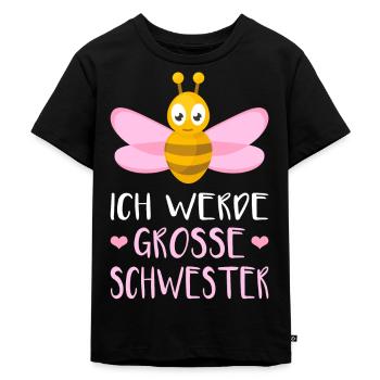 Ich werde grosse Schwester - Kinder Premium Bio T-Shirt - Schwarz - Vorne - Mikhail (115cm)