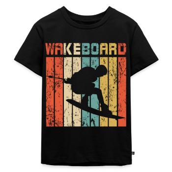 Wakeboard Retro Geschenk - Kinder Premium Bio T-Shirt - Schwarz - Vorne - Mikhail (115cm)
