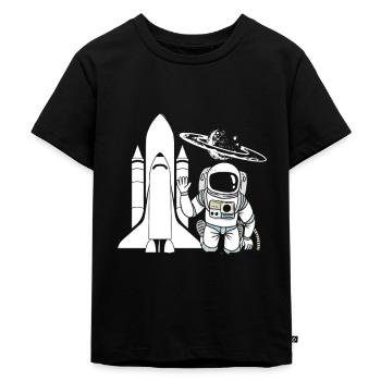 Astronaut Rakete Weltall Galaxie Geschenk - Kinder Premium Bio T-Shirt - Schwarz - Vorne - Mikhail (115cm)
