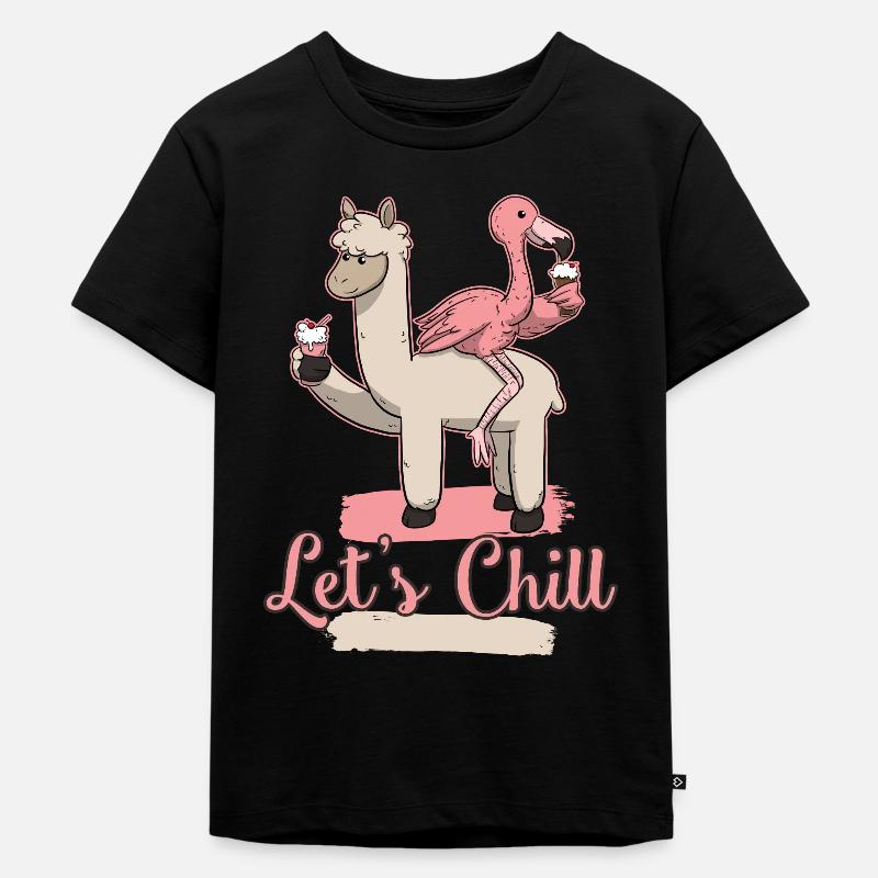Flamingo Llama Lama Alpaca - T-shirt Premium bio Enfant - noir