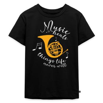 Waldhorn Musical Instrument Musik French horn - Kinder Premium Bio T-Shirt - Schwarz - Vorne - Mikhail (115cm)