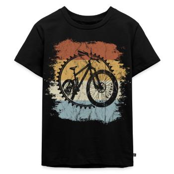 Retro MTB Vintage Fahrrad Mountainbiking Geschenk - Kinder Premium Bio T-Shirt - Schwarz - Vorne - Mikhail (115cm)