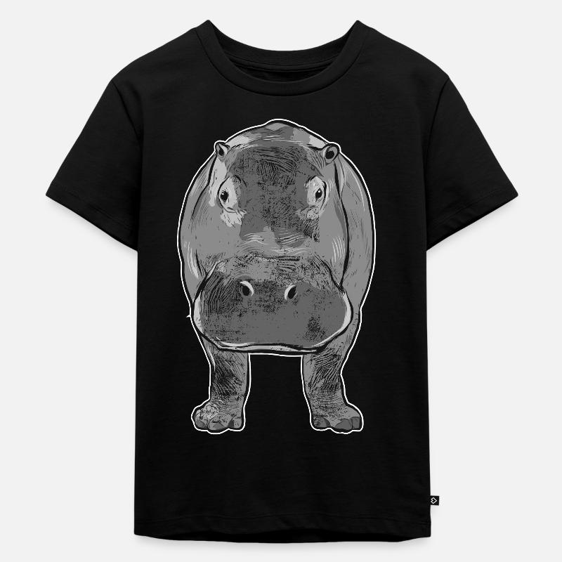 Nilpferd - Kinder Premium Bio T-Shirt - Schwarz