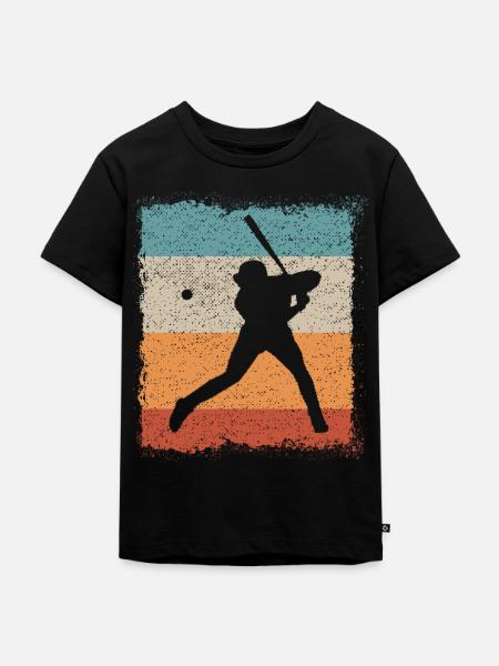 Baseball Baseballspieler Baseballschläger - Kinder Premium Bio T-Shirt - Schwarz