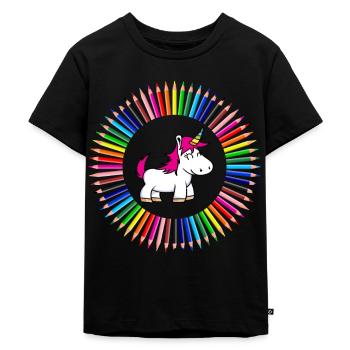First-grader unicorn for girls - Kids Premium Organic T-Shirt - black - Front - Mikhail (115cm)