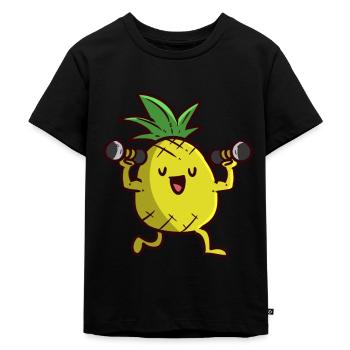 Pineapple's Dumb Bell Pineapple is Dumb bell - Kids Premium Organic T-Shirt - black - Front - Mikhail (115cm)