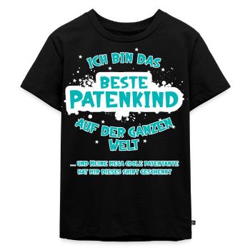 Das beste Patenkind der Welt mit cooler Tante - Kinder Premium Bio T-Shirt - Schwarz - Vorne - Mikhail (115cm)