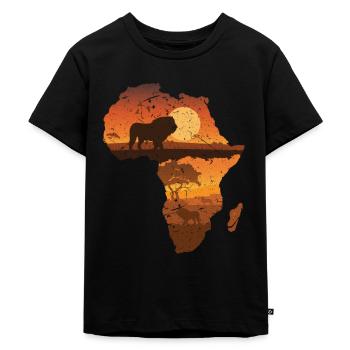 Löwe Afrika - Kinder Premium Bio T-Shirt - Schwarz - Vorne - Mikhail (115cm)