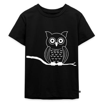 Eule - Kinder Premium Bio T-Shirt - Schwarz - Vorne - Mikhail (115cm)