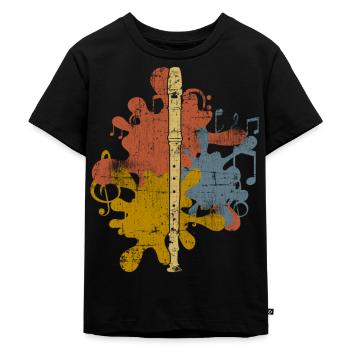 Flöte - Kinder Premium Bio T-Shirt - Schwarz - Vorne - Mikhail (115cm)
