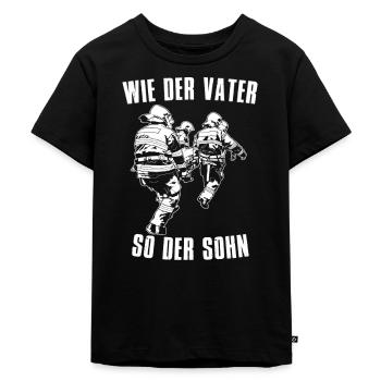 Wie der Vater so der Sohn Feuerwehr - Kinder Premium Bio T-Shirt - Schwarz - Vorne - Mikhail (115cm)