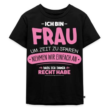Frau - Kinder Premium Bio T-Shirt - Schwarz - Vorne - Mikhail (115cm)