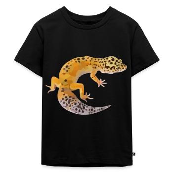 Gecko Geschenk - Kinder Premium Bio T-Shirt - Schwarz - Vorne - Mikhail (115cm)
