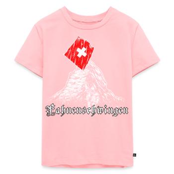 Schweiz Fahnenschwingen Matterhorn Berge - Kinder Premium Bio T-Shirt - Rosa - Vorne - AI Model Kid Female (0cm)