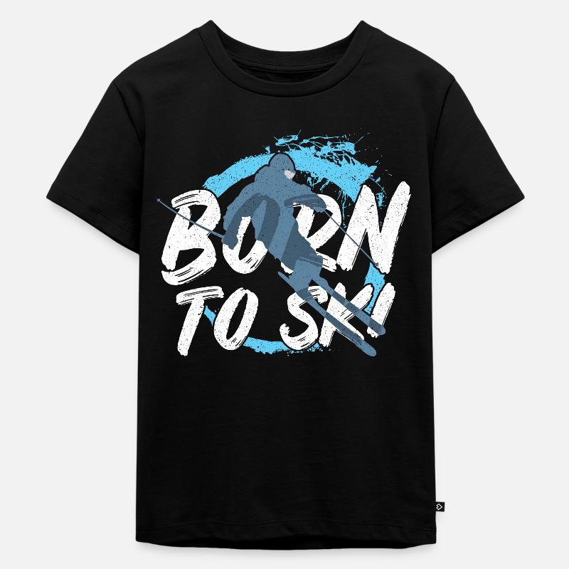 Born to Ski Skifahrer - Kinder Premium Bio T-Shirt - Schwarz