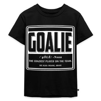 Goalie Tormann Torfrau Fußball Eishockey Hockey - Kinder Premium Bio T-Shirt - Schwarz - Vorne - Mikhail (115cm)