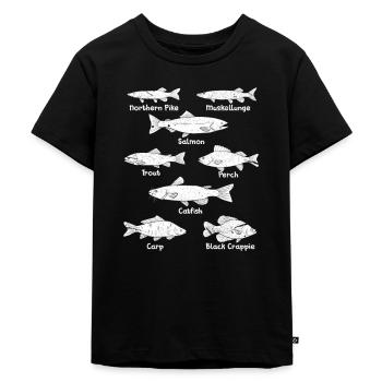 Angler Fische Fisch Angeln Fischer Geschenk - Kinder Premium Bio T-Shirt - Schwarz - Vorne - Mikhail (115cm)