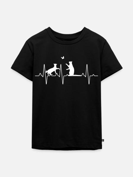 Herzschlag Katzen - Kinder Premium Bio T-Shirt - Schwarz