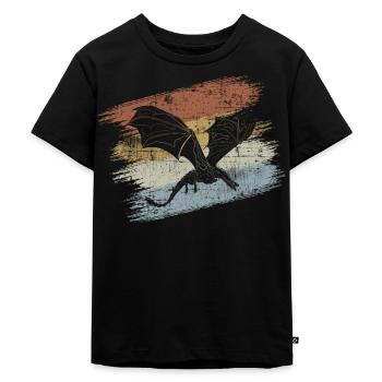 Drache - Kinder Premium Bio T-Shirt - Schwarz - Vorne - Mikhail (115cm)