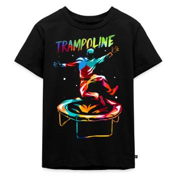 Trampolin - Kinder Premium Bio T-Shirt - Schwarz - Vorne - Mikhail (115cm)